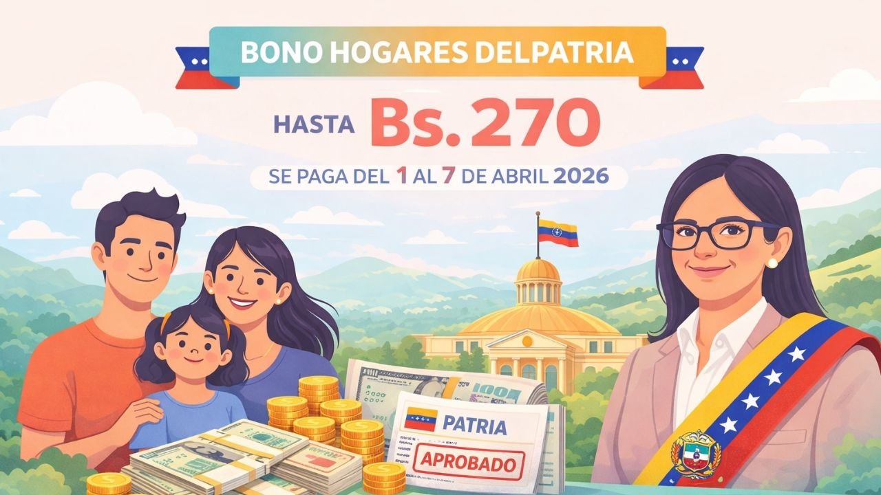 Pago del Bono Hogares de la Patria Hasta Bs. 270: Del 1 al 7 de Abril 2026 – Lista Completa